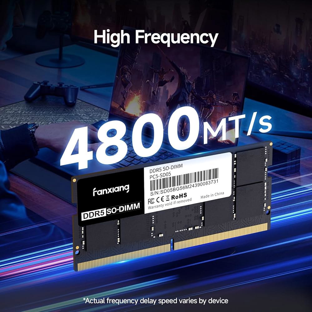 판샹 SODIMM DDR5 4800MHz RAM 64GB 키트(2 x 32GB), CL40 1.1V 262 핀 노트북 메모리 모듈 RAM, 향상된 게임 성능과 부드러운 멀티태스킹을 - 상세 이미지 2