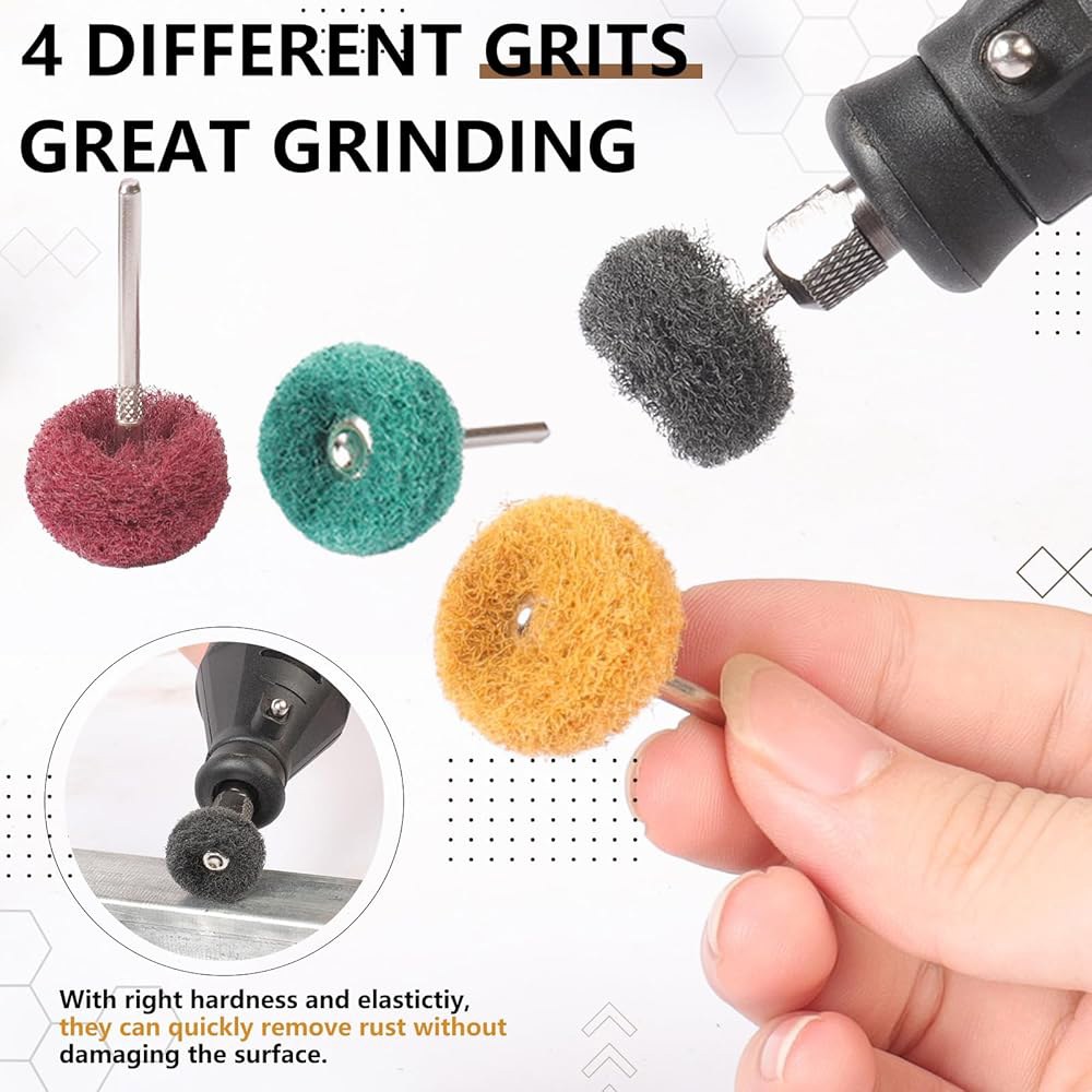 40 PCS 이중층 완충 패드, Dremel & 드릴용 멀티 그릿 연마 휠(80 / 150 240 400) | 노란색, 녹색, 빨간색, 검은색 디스크 키트 - 상세 이미지 3