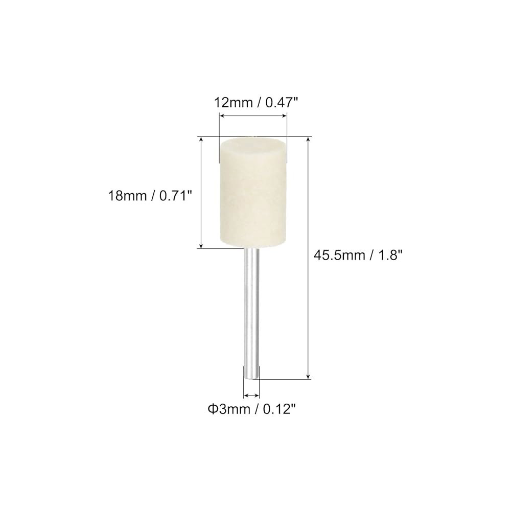 uxcell 12mm 울 펠트 장착 포인트 실린더 연마 비트 버 버퍼링 휠 1/8인치 섕크 30개 포함 - 상세 이미지 2
