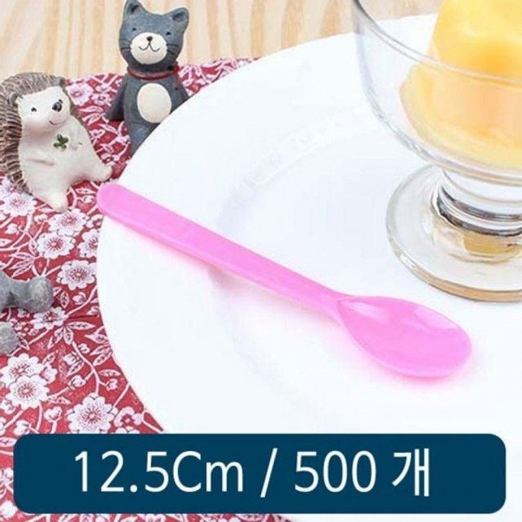 아이스크림 스푼 대(12.5cm) 분홍 1봉 500개 - 상품 이미지