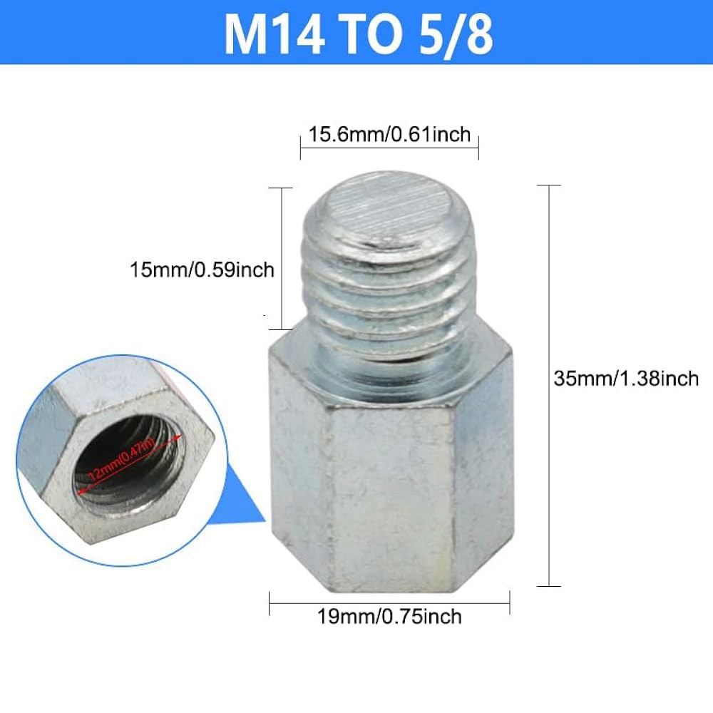TorSor 버퍼링 연마 패드 M14에서 5/8 -11 스레드 어댑터 앵글 그라인더 볼트 나사 커넥터 다이아몬드 울 부착 휠 키트 자동차 버퍼 폴리셔 전동 공구 M14 To 5/8 - 상세 이미지 2