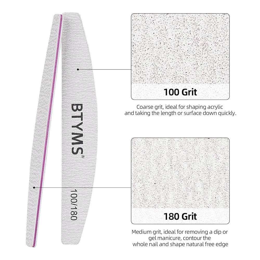 아크릴, 젤, 내추럴 네일용 BTYMS 25Pcs 100/180 그릿 네일 파일 및 버퍼 전문 양면 에머리 보드 4 25 Count (100/180 Grit) - 상세 이미지 3