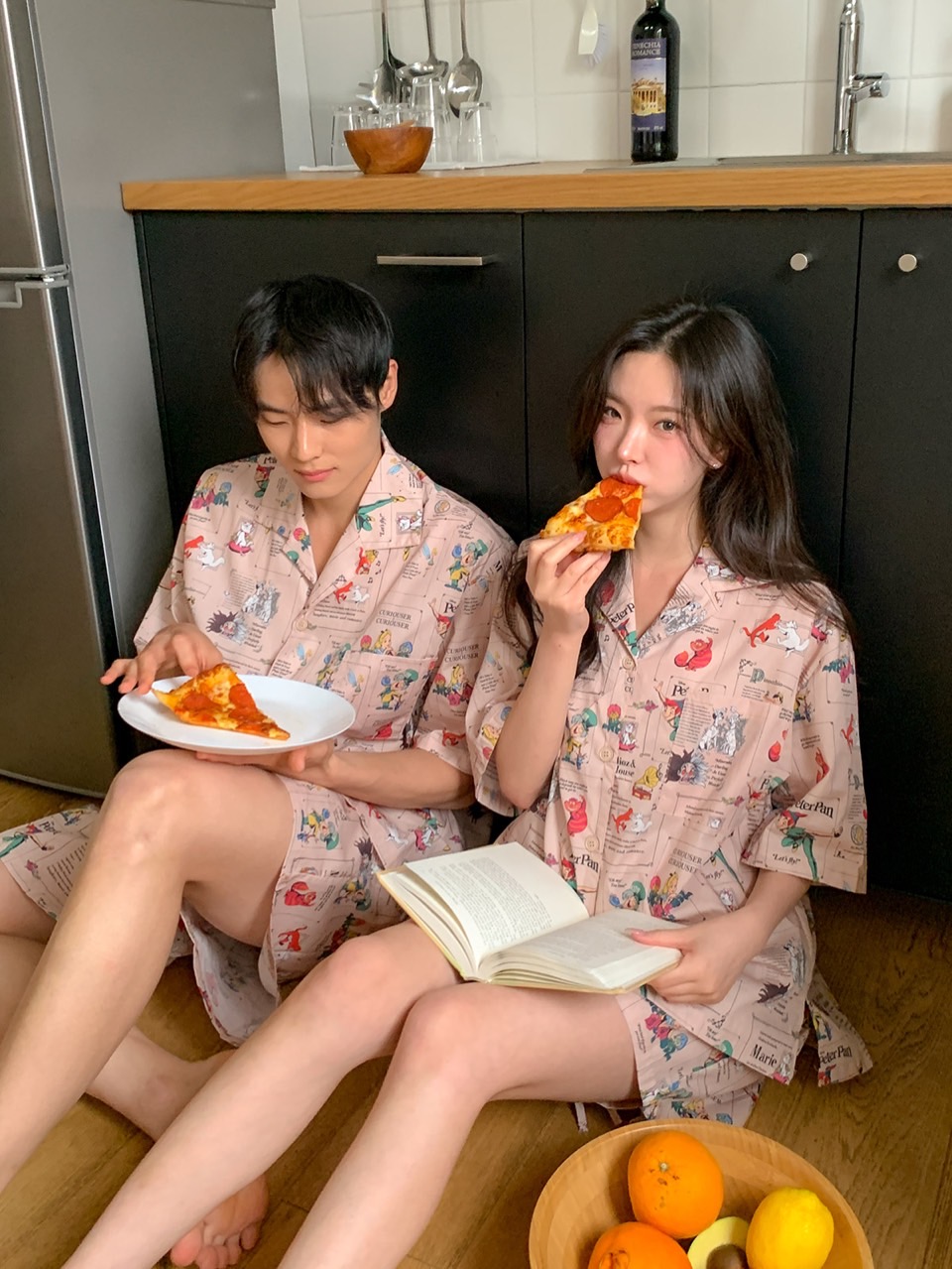 디즈니 피터팬반팔잠옷세트 커플 신혼 바캉스 홈웨어 파자마 상하의세트 여름 면 편안한 - 상품 이미지