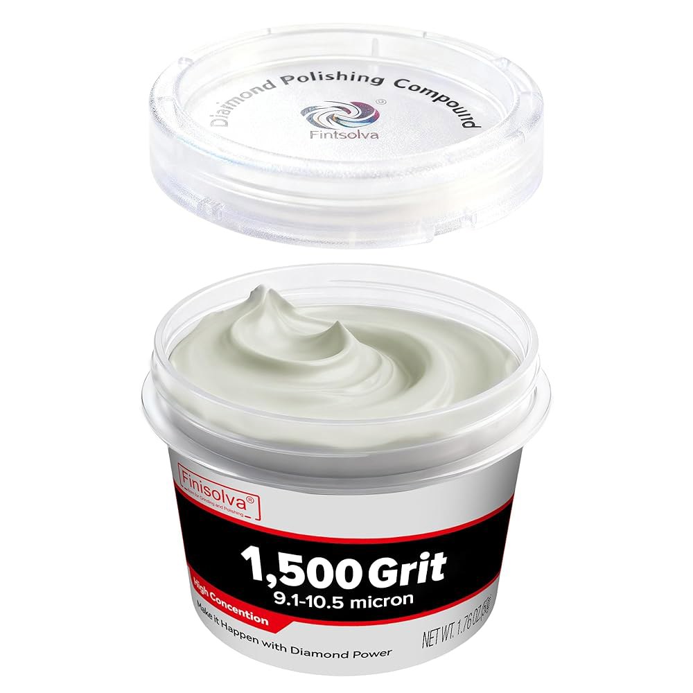 30 농도의 다이아몬드 파우더 1,500 그릿 9.1-10.5 마이크론 연마 페이스트를 사용한 피니솔바 1.76온스(50g) 화합물, 대리석 유리 금속 암석 보석 수지 실버 크롬 - 상품 이미지