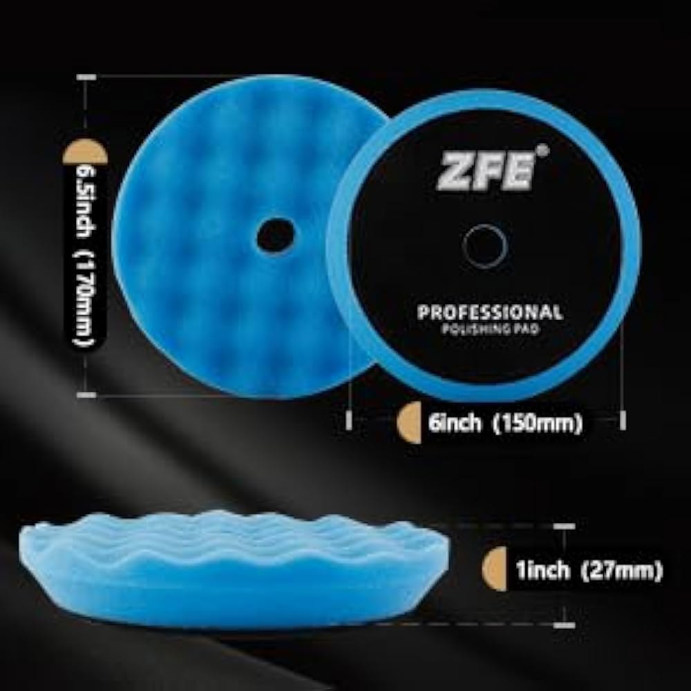버핑 폴리싱 패드, ZFE 7Pcs 6(150mm) 와플 폼 패드 6인치 백플레이트 RO /DA /GA 자동차 폴리셔 보트 컴파운드, 및 왁싱용 울 키트 - 상세 이미지 2
