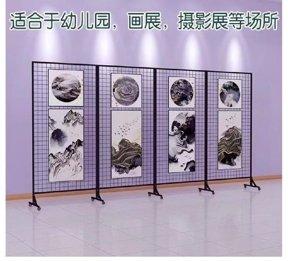 네트망 휀스 조립식 거치대 스탠드 메쉬 기타선반진열대 접이식 철제선반 아크릴 앵글 받침대 100x170 모놀리식 검정 - 상세 이미지 3