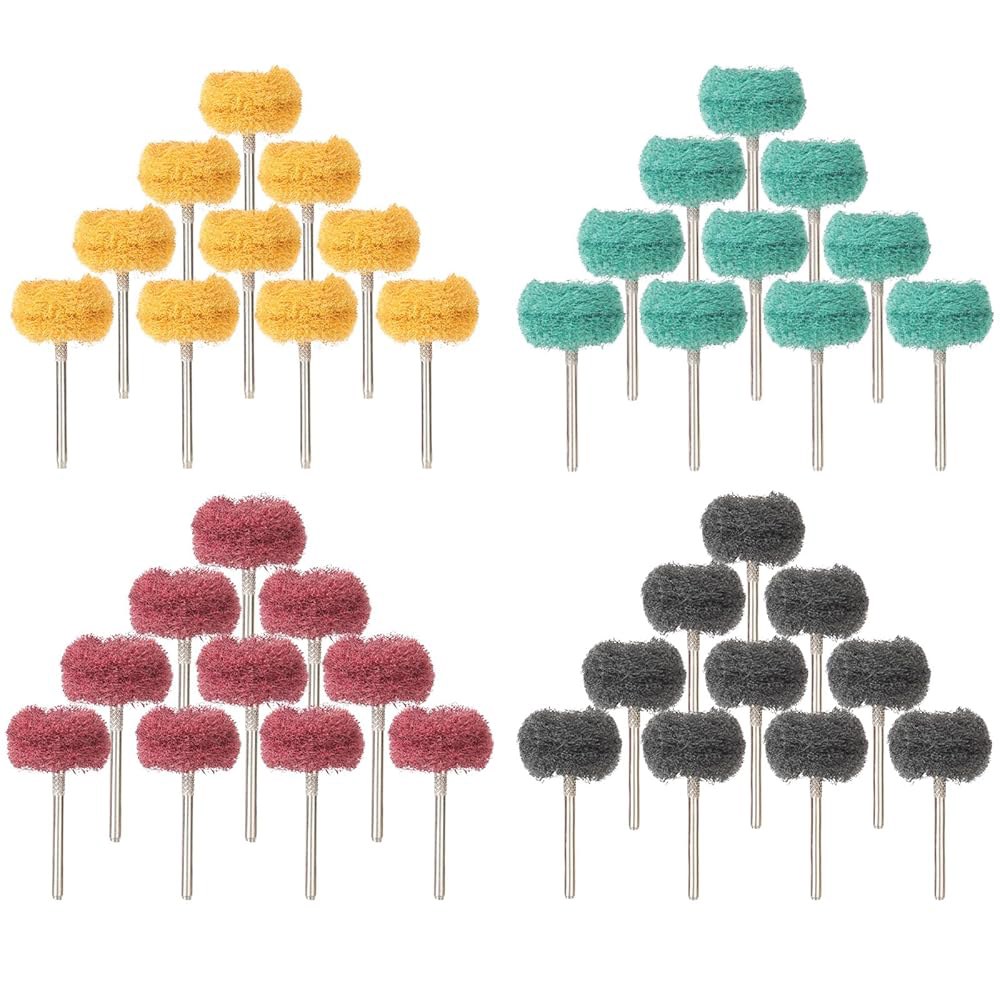 40 PCS 이중층 완충 패드, Dremel & 드릴용 멀티 그릿 연마 휠(80 / 150 240 400) | 노란색, 녹색, 빨간색, 검은색 디스크 키트 - 상품 이미지