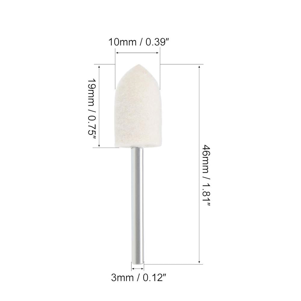 uxcell 10mm 울 펠트 장착 포인트 연마 비트 버 버퍼링 휠 연삭 헤드와 1/8인치 섕크 24개 포함 24 - 상세 이미지 2