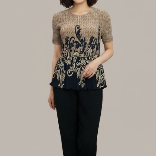 엄마옷 조이마담 T51896 나염 플리츠 블라우스 주름옷 중년여성의류 이미지 6