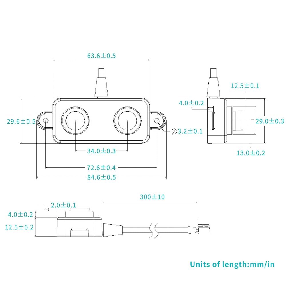 거리 센서, UART 제어 범위 감지기 3~450cm 저전력 설계 감지 IP67 로봇용 DC 3.3V~5V - 상세 이미지 3