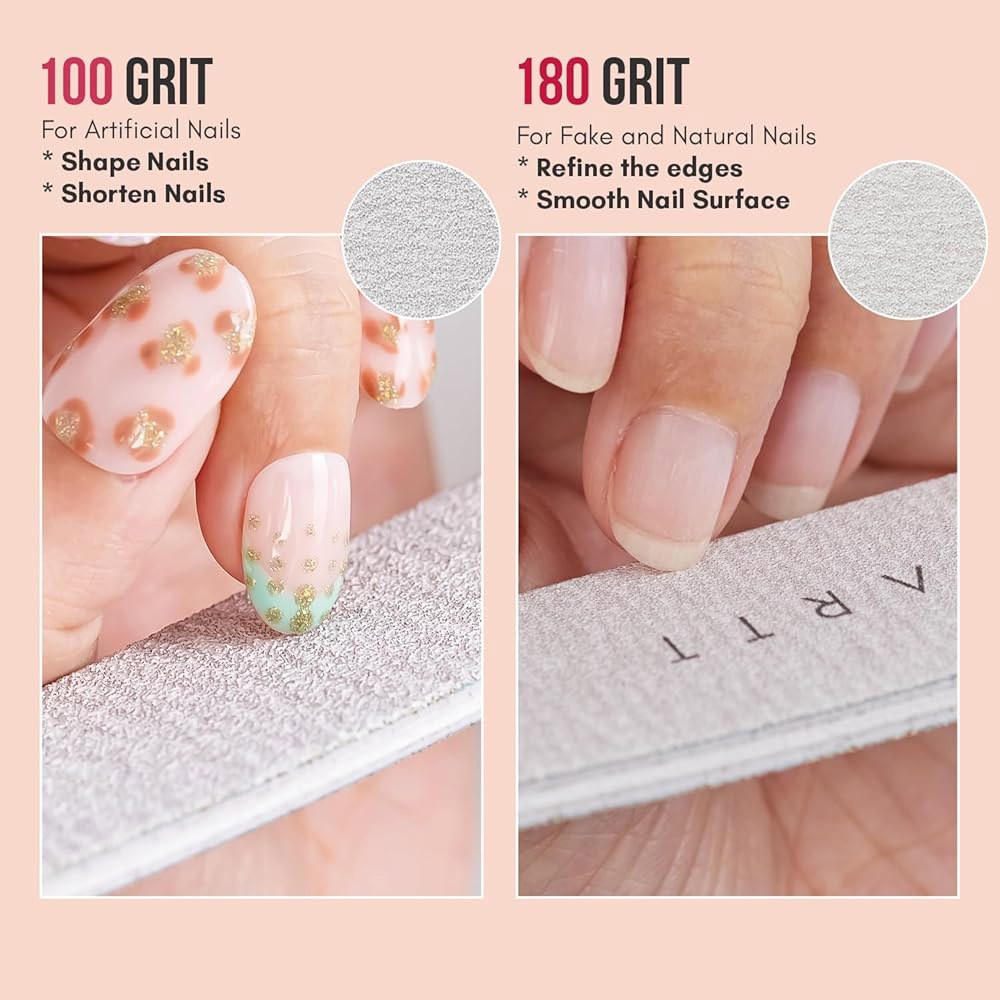 마카트 네일 파일 100/180 그릿, 프리버핑 세이프 엣지가 있는 10PCS 에머리 보드, 아크릴, 젤, 딥 파우더 및 두꺼운 천연 네일용 커브드 하프문 프로페셔널 파일, 살롱 - 상세 이미지 3