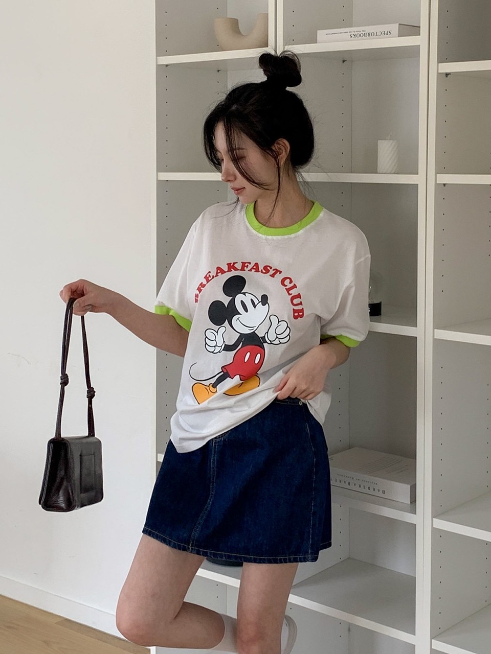 디즈니 여성 미키링거티 면 반팔 데일리 44-66 프리사이즈 여름 홈웨어 빈티지 캐릭터 이미지 7