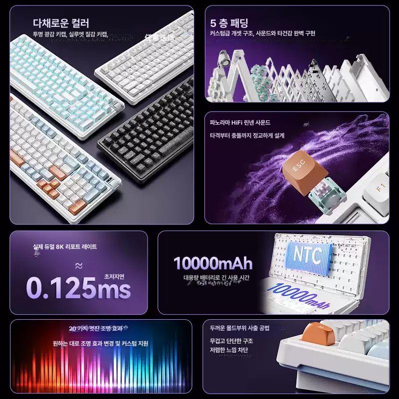 K98V2 레트로 기계식 키보드 커스텀 그라데이션 단조 카본 블랙 골드 위스테리아 - 상세 이미지 3