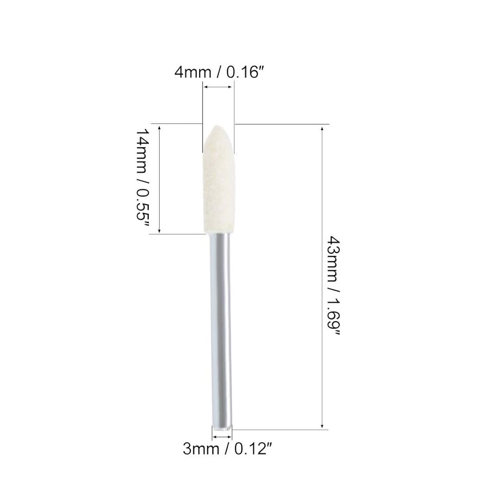 uxcell 4mm 울 펠트 장착 포인트 테이퍼 연마 비트 버 버퍼링 휠, 1/8인치 섕크 24개 포함 4mm 10 - 상세 이미지 2