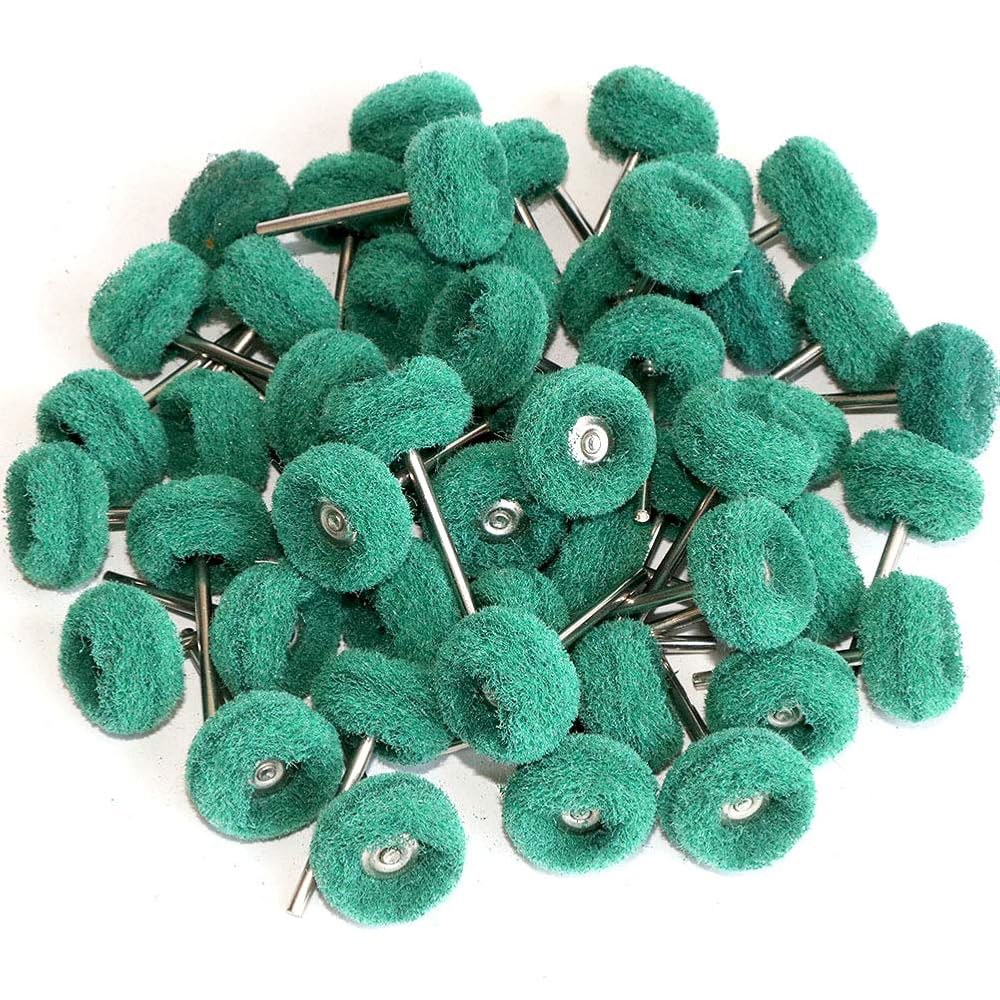 회전 공구용 FPPO 50PCS 연마 버퍼링 휠 세트, 3mm 생크로 금속 표면의 녹 제거, 미니 스커싱 패드 브러시 키트(180개 녹색 포함) grit 320 red 50pcs - 상품 이미지