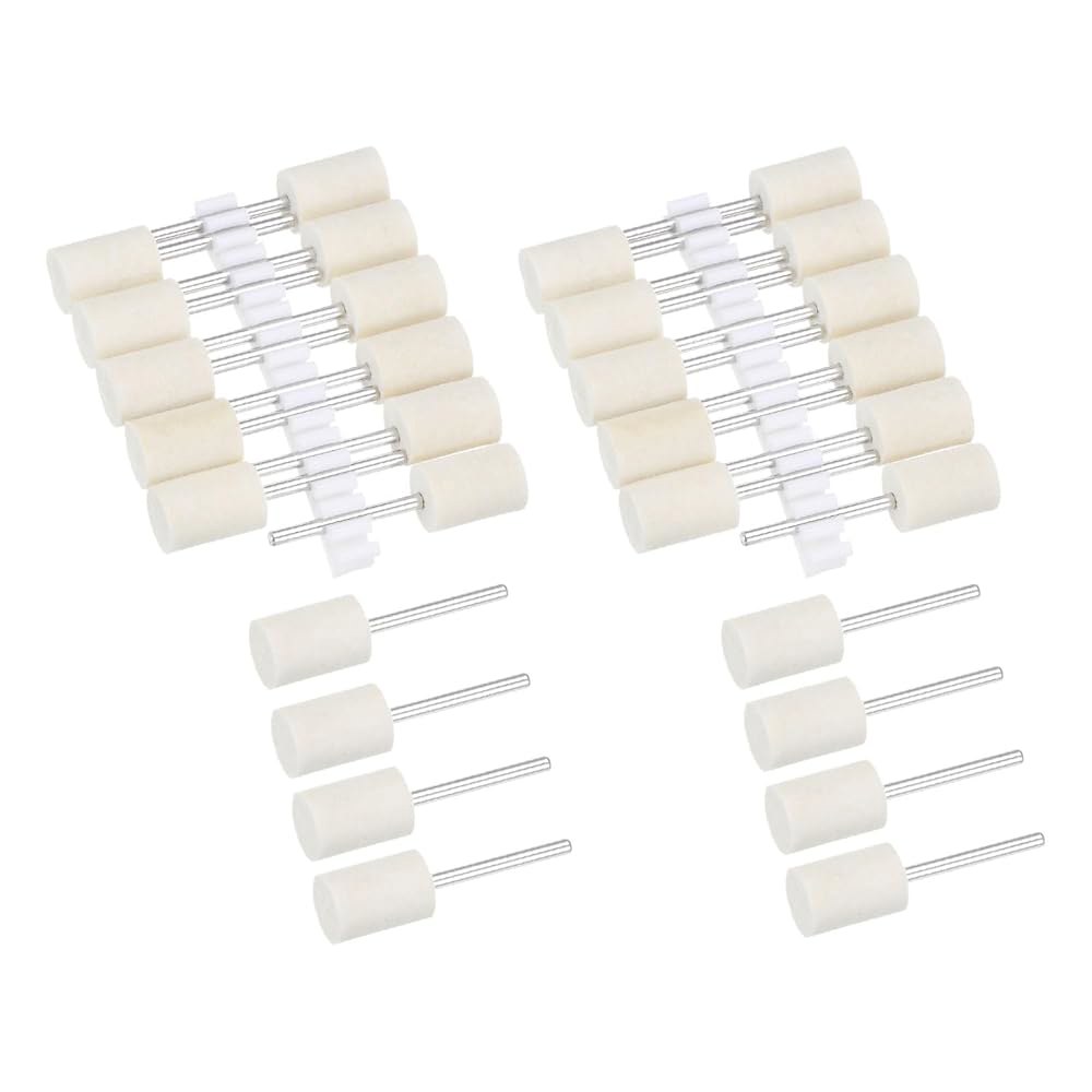 uxcell 12mm 울 펠트 장착 포인트 실린더 연마 비트 버 버퍼링 휠 1/8인치 섕크 30개 포함 - 상품 이미지