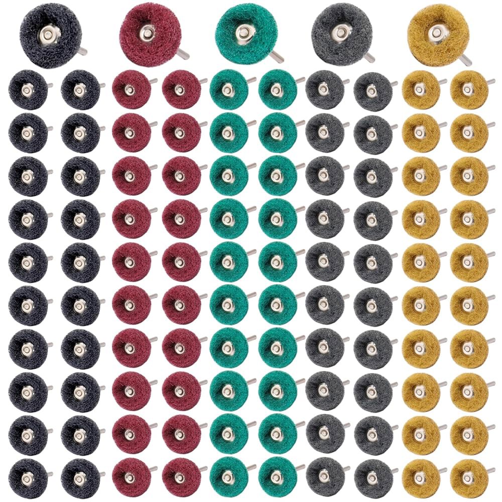 100 PCS 연마 버핑 휠, 프록슨 드멜 로터리 툴 액세서리용 1인치 휠 세트-1/8 생크 Mix Color 50pcs - 상품 이미지