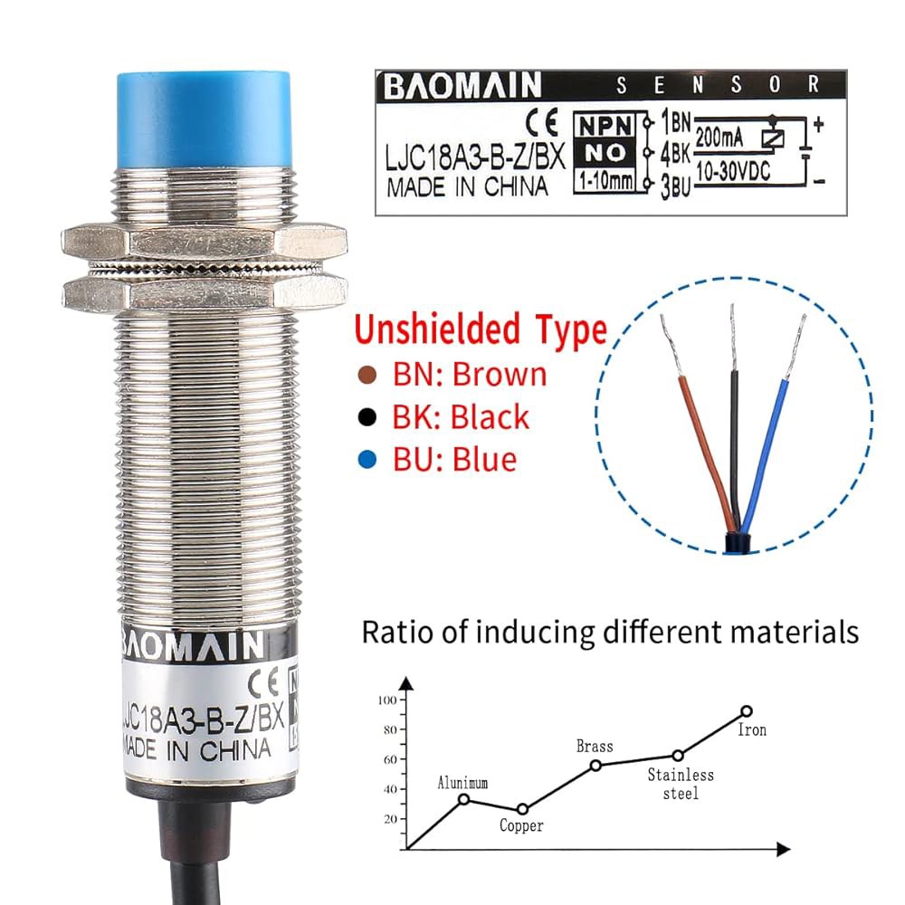 바오메인 정전 용량 근접 센서 스위치 LJC18A3-B-Z /BX NPN NO DC 10-30V 200mA 1-10mm - 상세 이미지 2