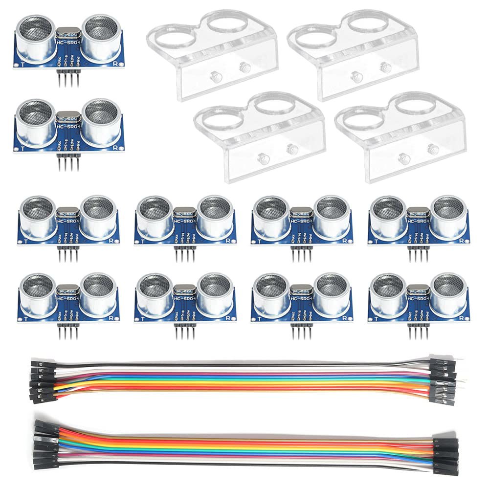 10Pcs 센서 블록 모듈 키트 HC-SR04 거리 모듈, 4Pcs 장착 브래킷 포함 메가 R3 듀에밀라노브 나노 랩스베리 파이 3 로봇과 호환됨 5 kit - 상품 이미지
