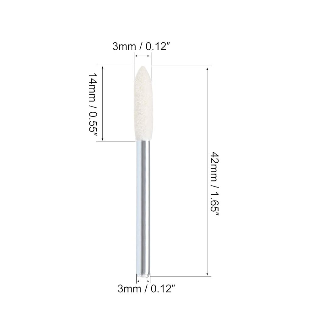 uxcell 3mm 울 펠트 장착 포인트 테이퍼 연마 비트 버 버퍼링 휠 1/8인치 섕크 12개 포함 4mm 10 - 상세 이미지 2