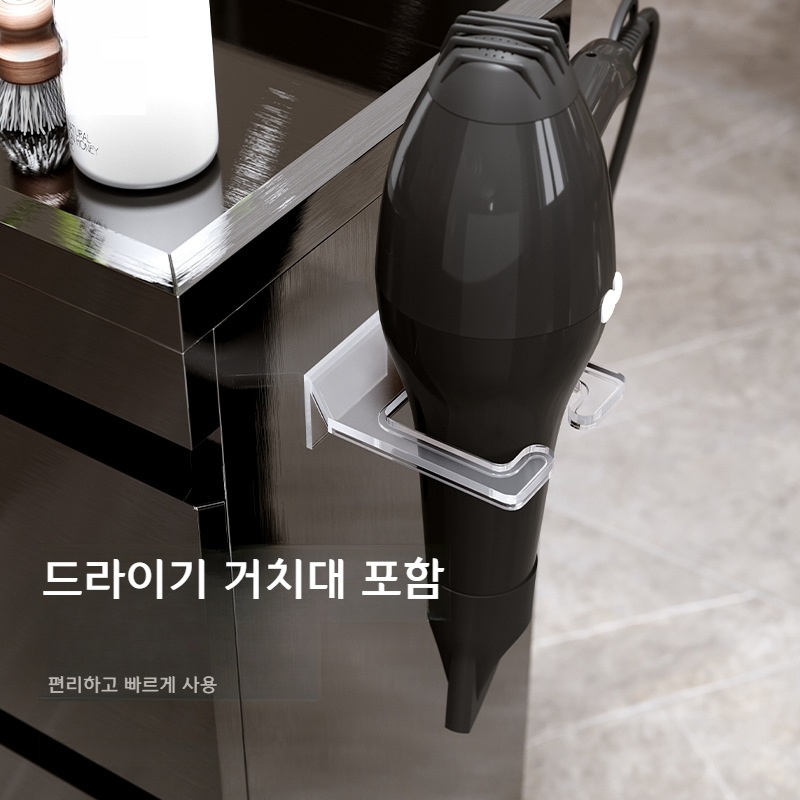 미용실 카트 스테인리스 작업대 수납함 이동식 은색 단면 2단 암호 - 상세 이미지 3
