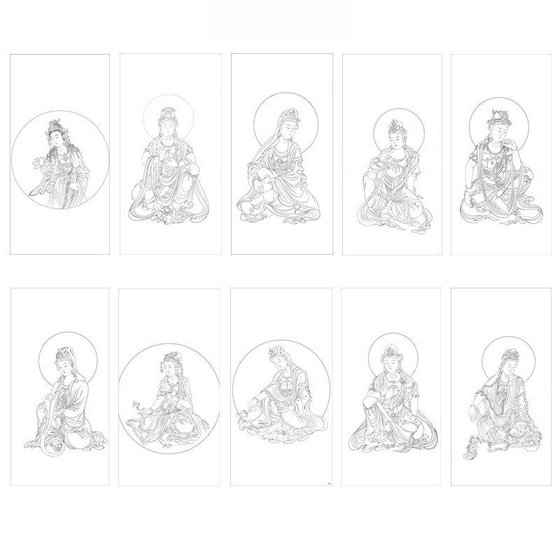 동양화 불교 관음화도안 10가지 그리기 20장 패턴 1 A3 컬러 이미지 포함 [비고화질] 40x80cm - 상품 이미지