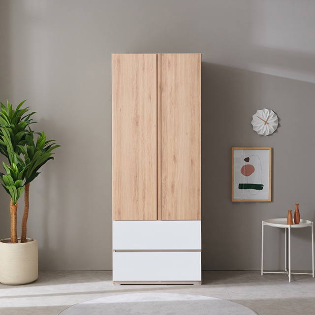 가구의서 B13 높은 옷장 800x620x2080mm, 2단서랍형, 메이플화이트 - 상품 이미지