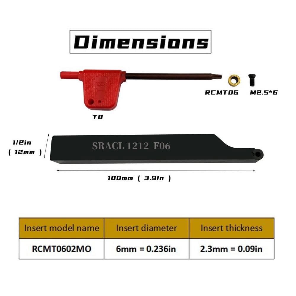 Zouzmin 3 / 8 u201D 1 2 SRACR1010 1212 H06 선반 회전 홀더 및 프로파일링 도구 RCMT0602 원형 탄화물 밀링 인서트 강철 스테인리스 스틸용 - 상세 이미지 2