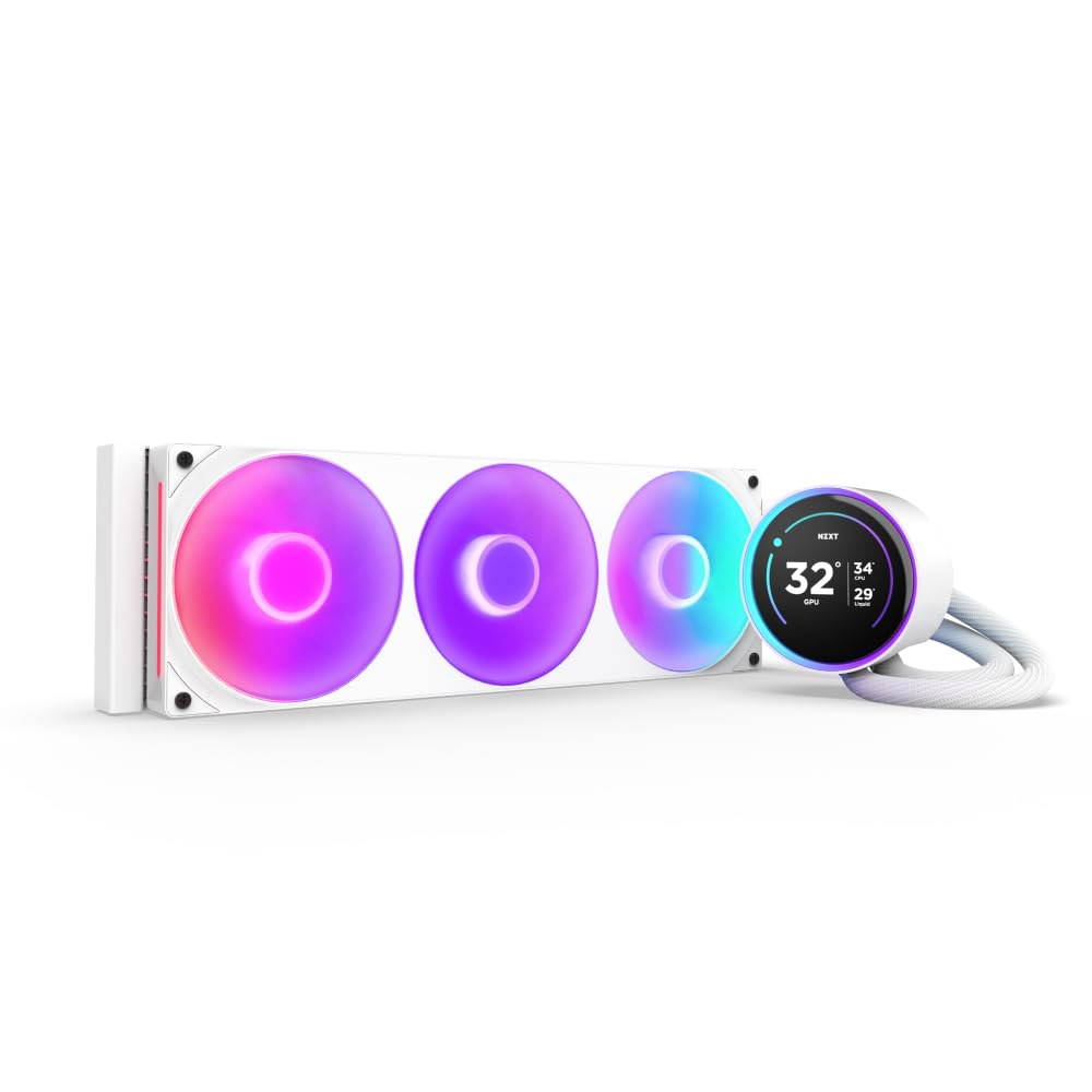 NZXT 크라켄 엘리트 360 RGB 2024 - AIO CPU 액체 냉각기 360mm 라디에이터 F360 코어 팬 맞춤형 2.72인치 IPS LCD 터빈 펌프 AMD AM5, - 상품 이미지