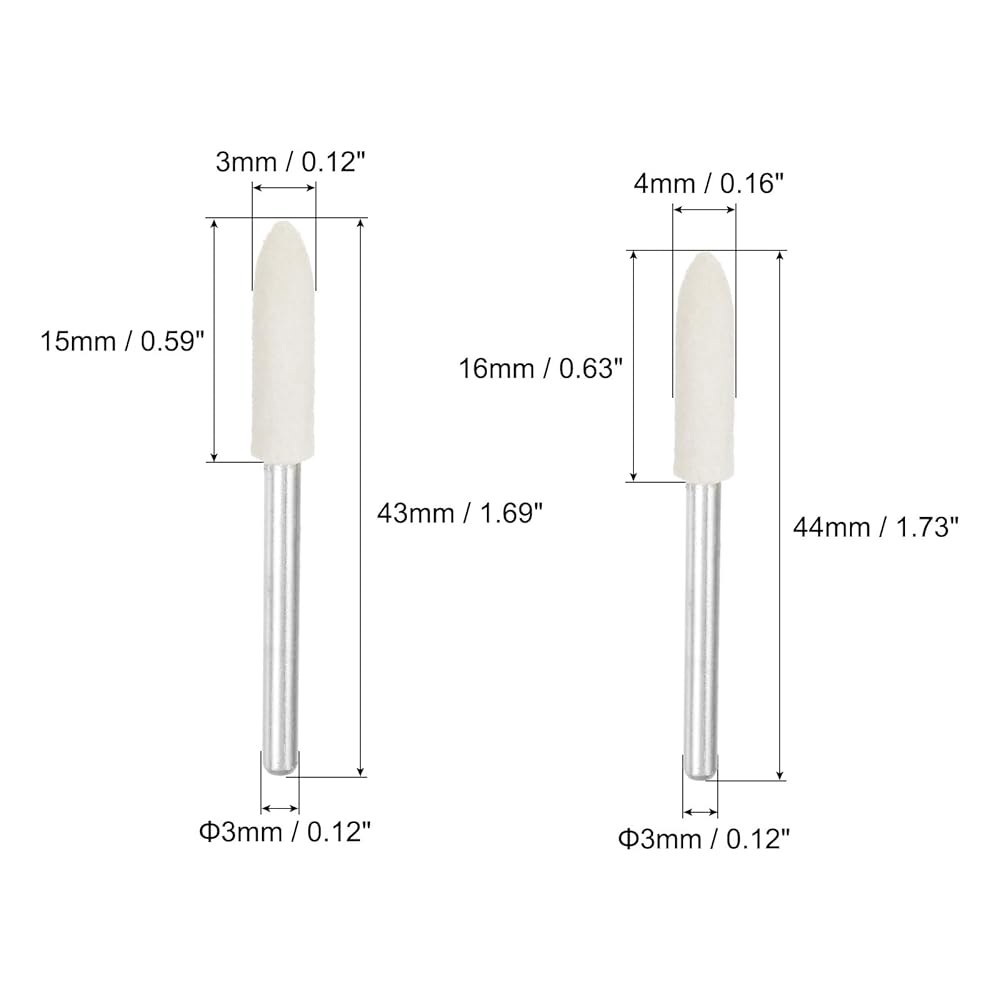 uxcell 3mm 4mm 울 펠트 장착 포인트 테이퍼 연마 비트 버 버퍼링 휠 1/8인치 섕크 24개 포함 24 - 상세 이미지 2