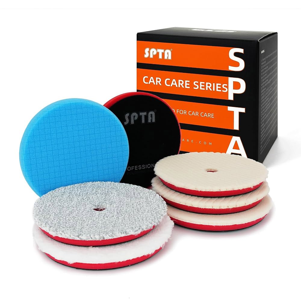 6인치 150mm 백플레이트 컴파운드용 완충 연마 패드, SPTA 7Pc 6.5인치 페이스 차량용 폴리셔 컴파운드, 및 왁싱용 절단 패드 키트 -YL6PADMIX 150mm - 상품 이미지