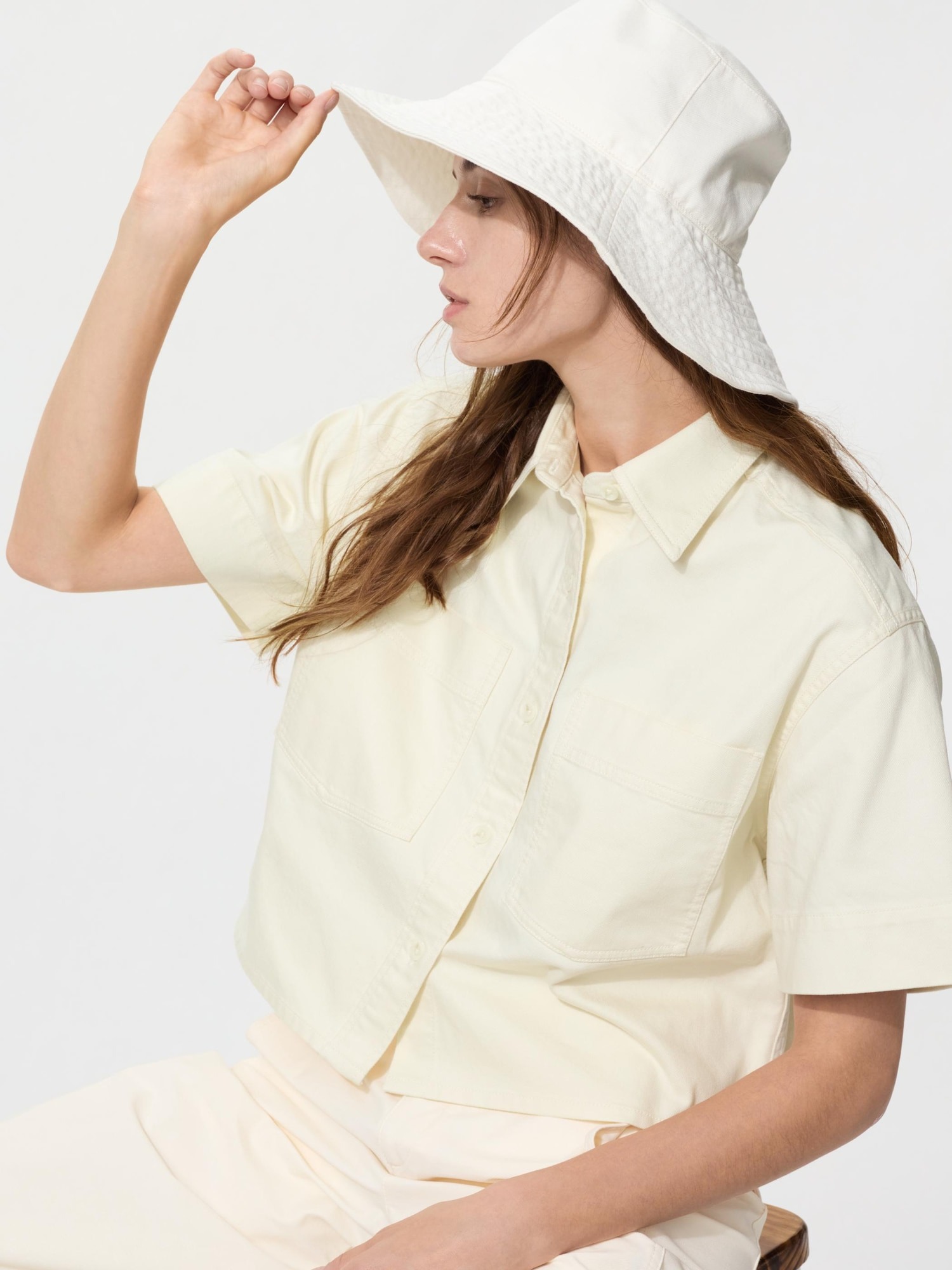 유니클로 UV PROTECTION 코튼 리넨 와이드 브림 햇 26SS 자외선 차단 벙거지 - 상세 이미지 4