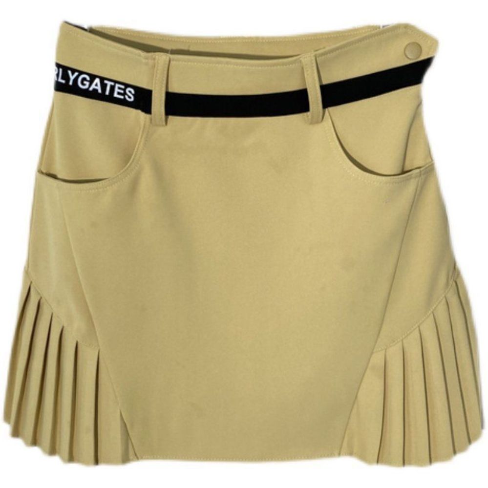 옷자락 큐롯팬츠 플레어 여성치마바지 허리밴딩 셔링 청치마 여자치마바지 캉캉 트위드 와이드 안감이 카키 S - 상세 이미지 5