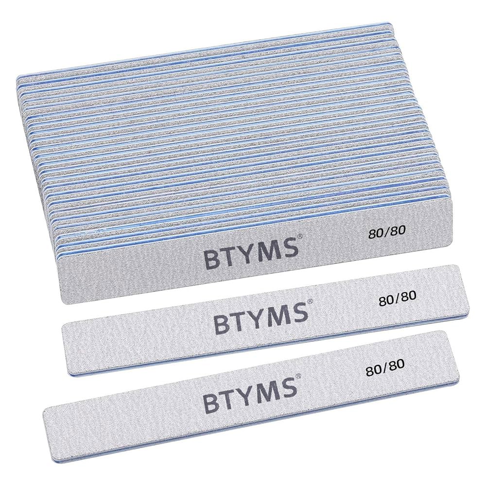 BTYMS 80/80 그릿 네일 파일 - 아크릴 및 젤 성형을 위한 전문 양면 거친 에머리 보드 80/80 Grit(10 Count) - 상품 이미지