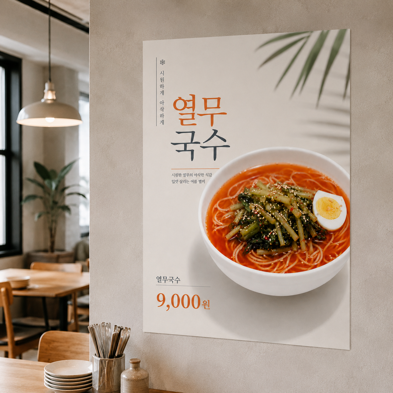 열무국수 포스터 제작 여름 메뉴 인쇄 디자인 식당 B 반광택 인화지 235g A3 - 상품 이미지