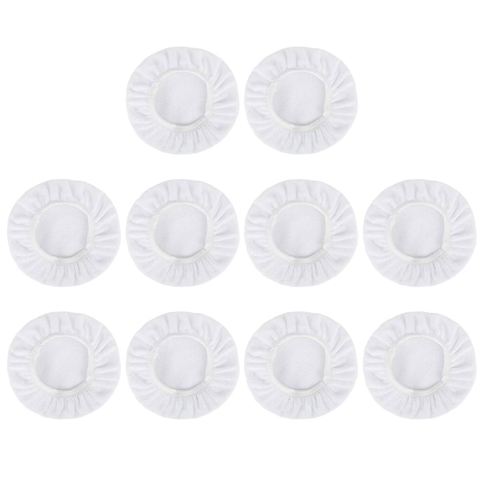 X AUTOHAUX 10pcs 9-10인치 흰색 소프트 미크로파이버 자동차 왁스 연마 보닛 완충 패드 세척 가능 커버 폴리셔 도구 9 10인치 - 상품 이미지