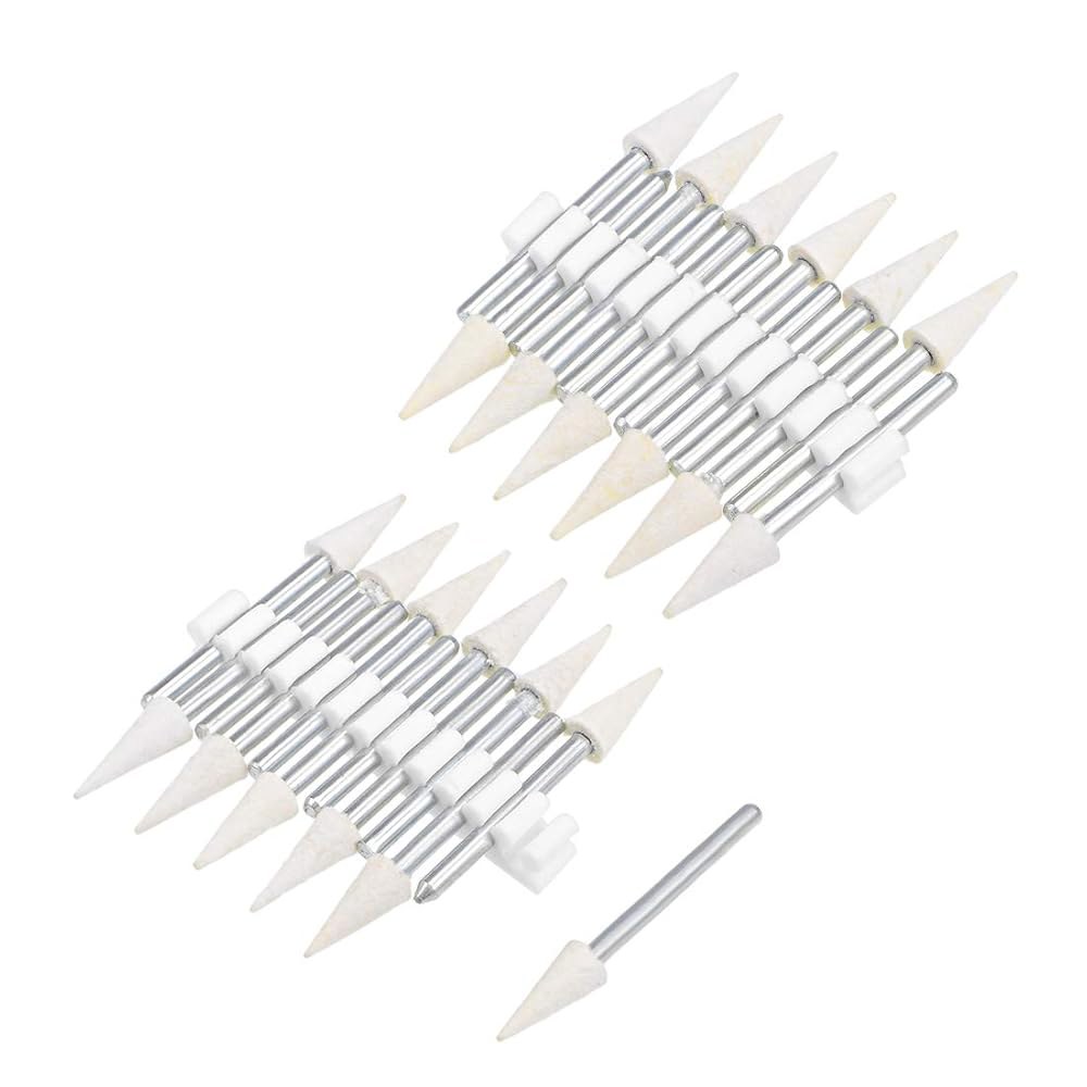 uxcell 6mm 울 펠트 장착 포인트 원뿔형 연마 비트 버프 휠, 1/8인치 섕크 24개 포함 6mm 24 - 상품 이미지