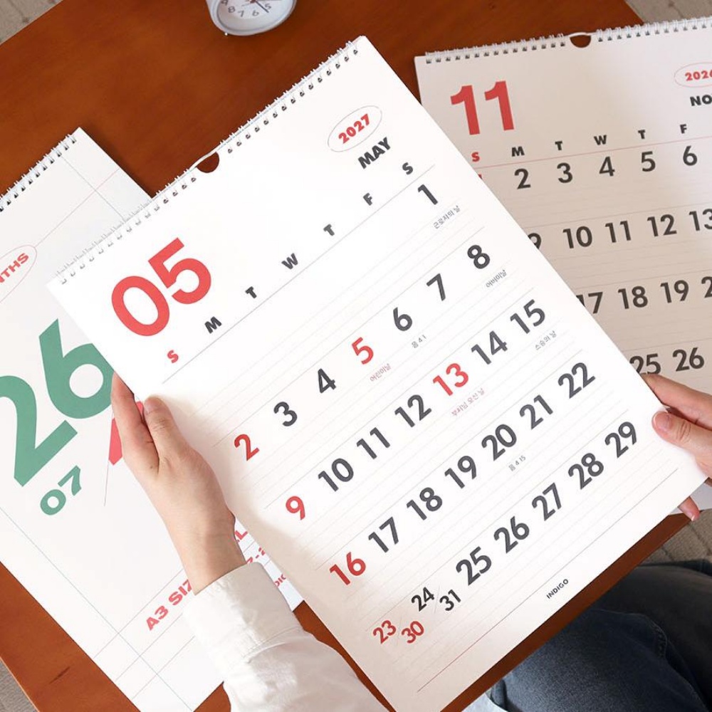 2027년 벽걸이달력 2026년 하반기 A3 절기 달력 음력 1년 연달력 넘기는 이미지 7