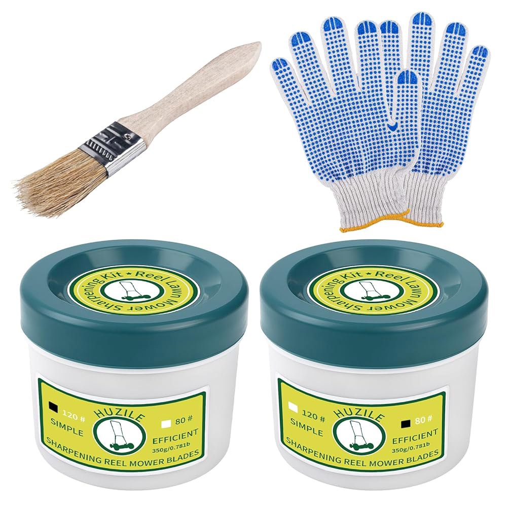 후질 2PCS 릴 잔디 깎는 기계 연마 키트, 80 그릿 및 120 화합물 수동 기계, 장갑 브러시용 백랩 - 상품 이미지