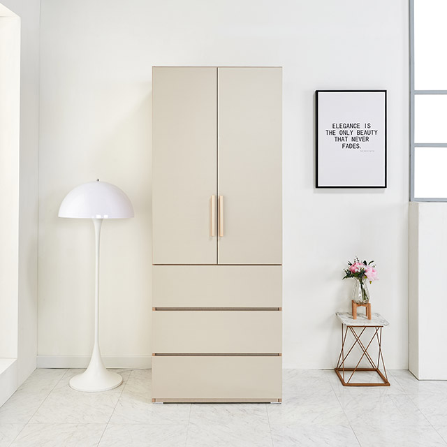 가구의서 B19 높은 옷장 800x620x2080mm, 3단서랍형, 베이지그레이 - 상품 이미지
