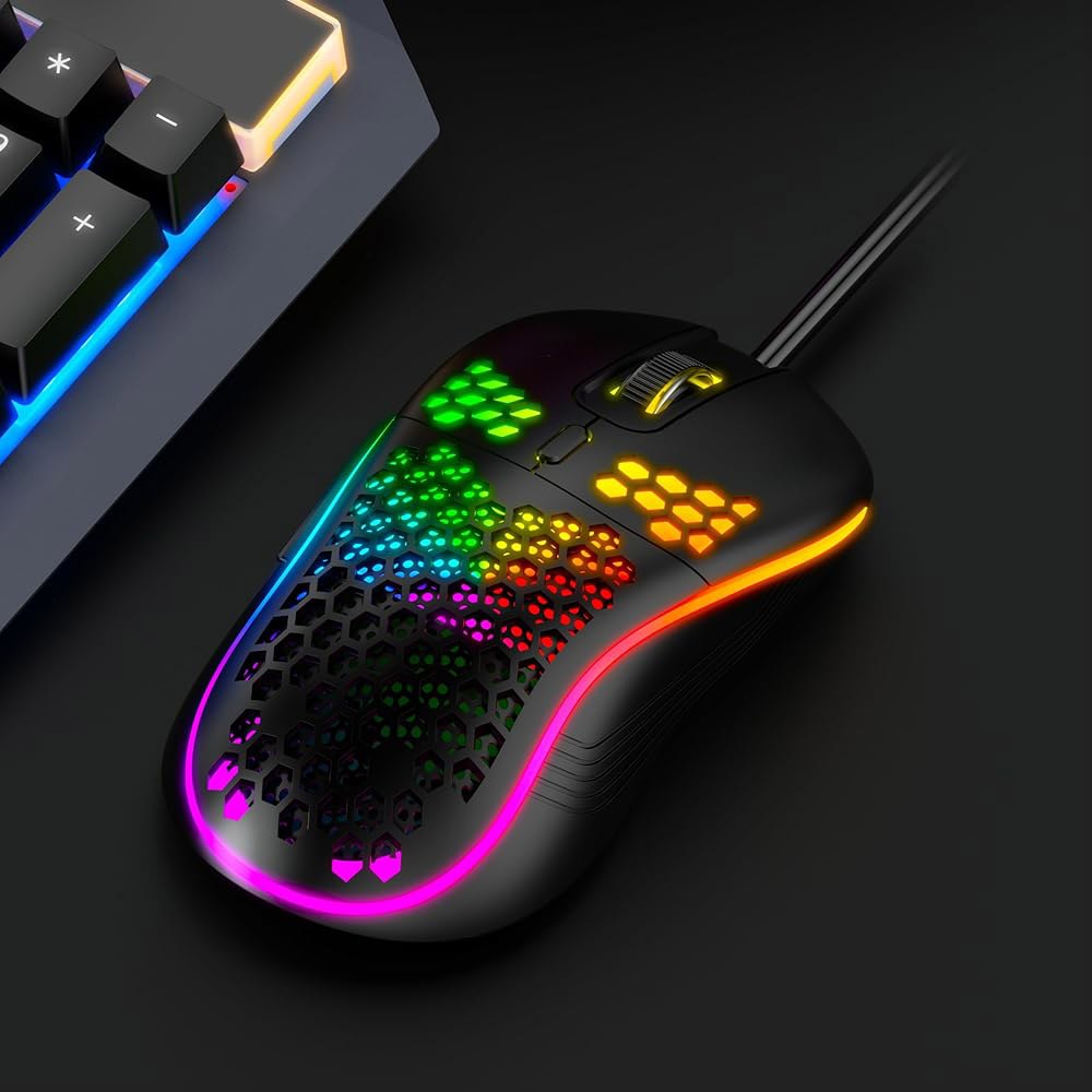 디지털 크리에이션 DC G40U 유선 게이밍 마우스, RGB 허니콤 인체공학적 디자인, 4개의 DPI 레벨(1200 /2400 /4800 /7200), 광학 센서, 플러그 앤 플레 - 상세 이미지 2