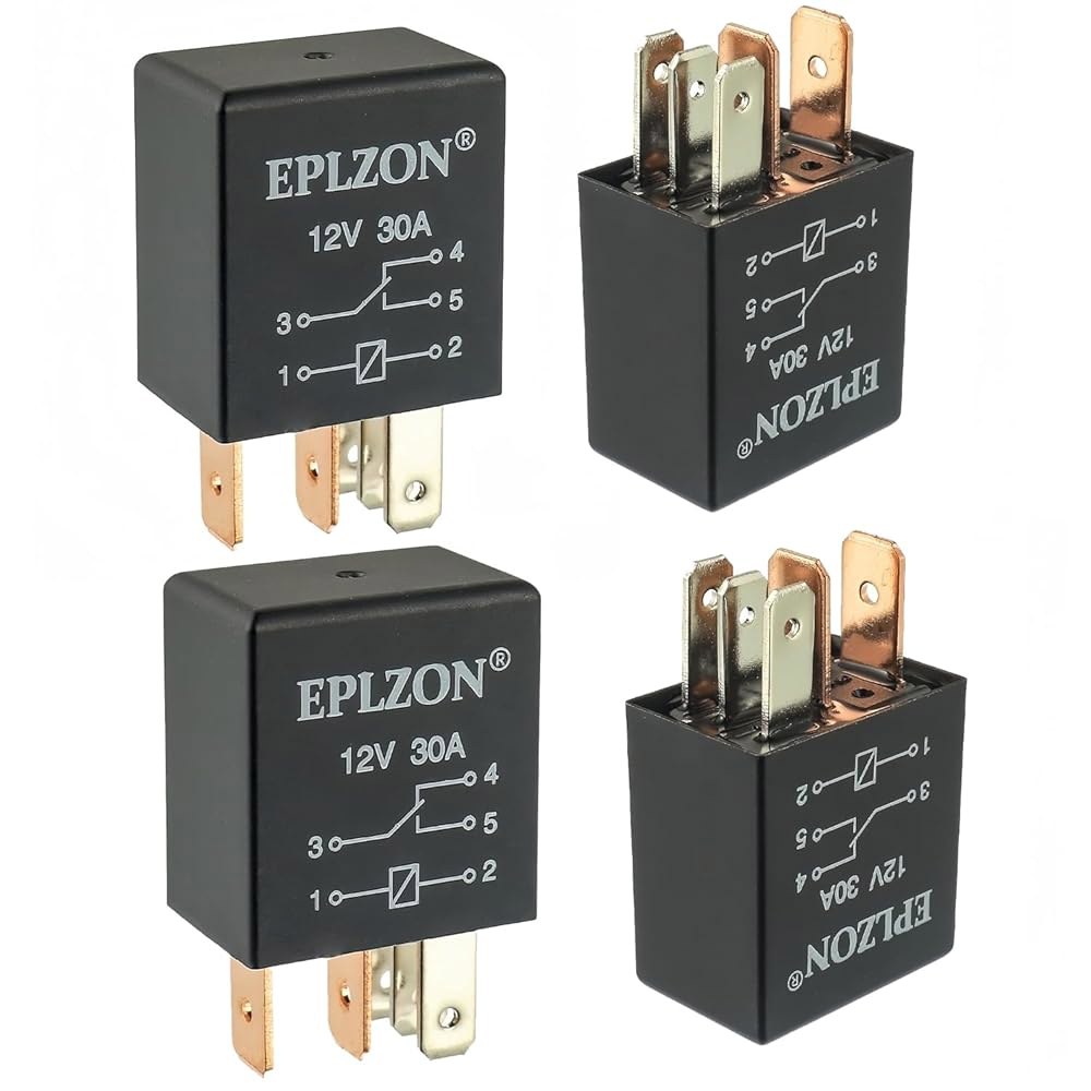EPLZON 5핀 12V 30A SPDT 릴레이 고성능 다목적 방수 안정 릴레이(4개들이 팩) 4 PIN 4PCS - 상품 이미지