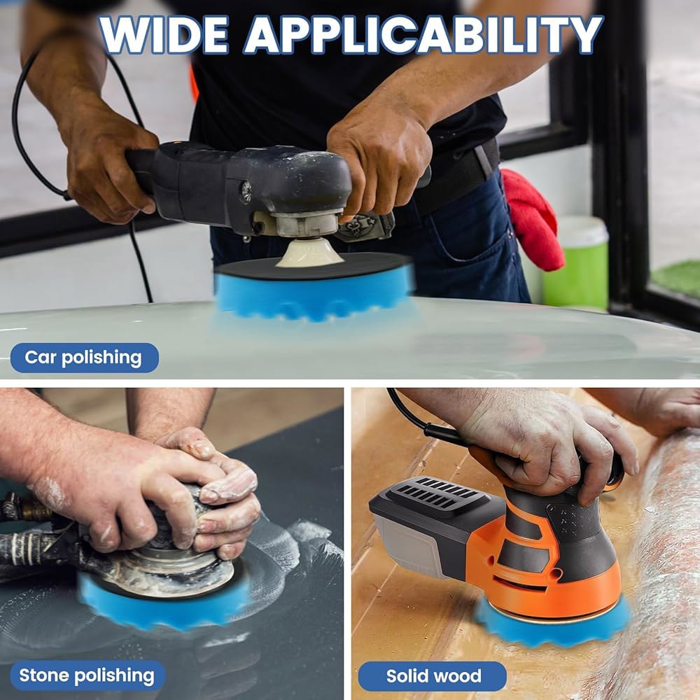 OKYMOTOR 버퍼링 연마 패드 6인치, 7PCS 차량 및 스펀지 키트 자동차 연마, 보트 복합재 왁싱, 6인치 백플레이트 RO /DA /GA 장착 - 상세 이미지 3