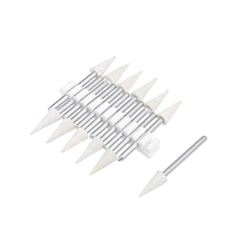 uxcell 6mm 울 펠트 장착 포인트 원뿔형 연마 비트 버프 휠 1/8인치 섕크 12개 포함 - 상품 이미지