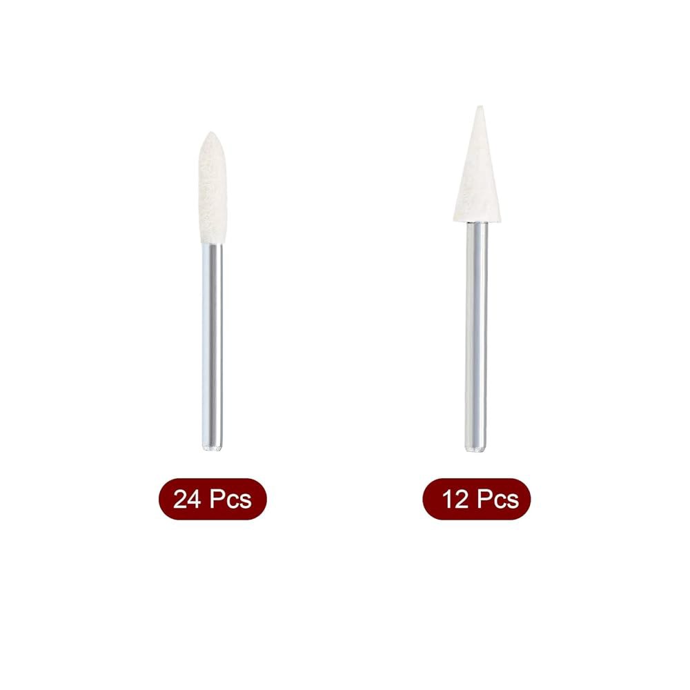 uxcell 울 펠트 장착 포인트 24개 3mm 테이퍼 및 12개 6mm 원뿔형 연마 버핑 - 상세 이미지 3