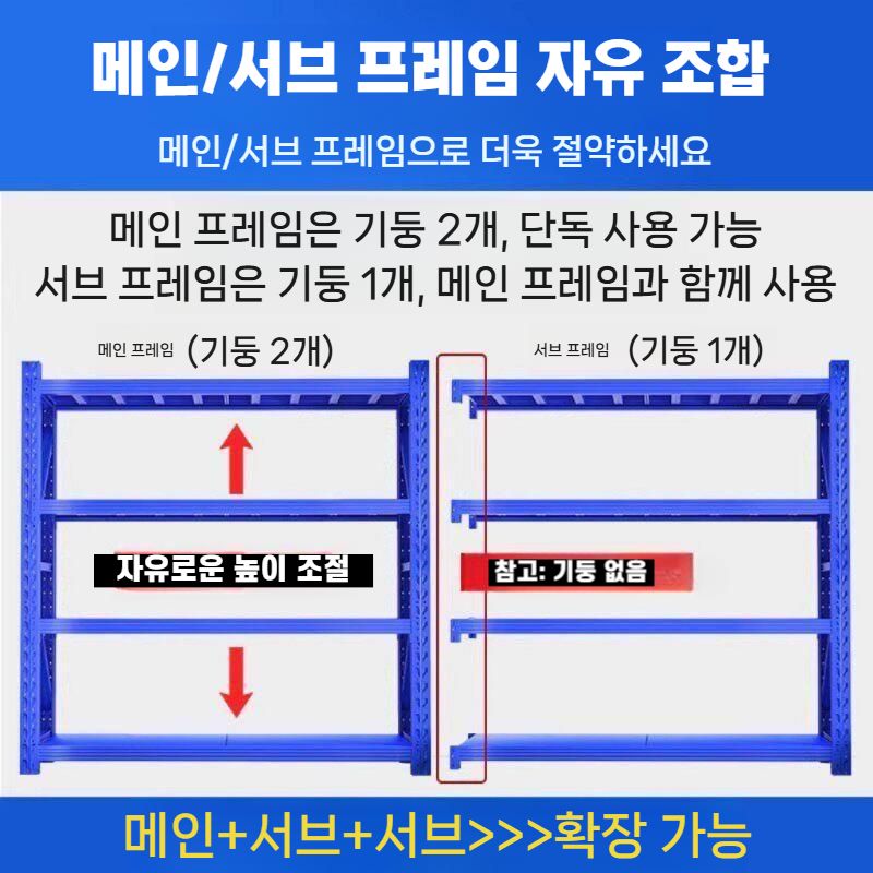 창고선반 대형 철제 수납랙 오프화이트 3단 서브랙 800kg 80x40x200 - 상세 이미지 5