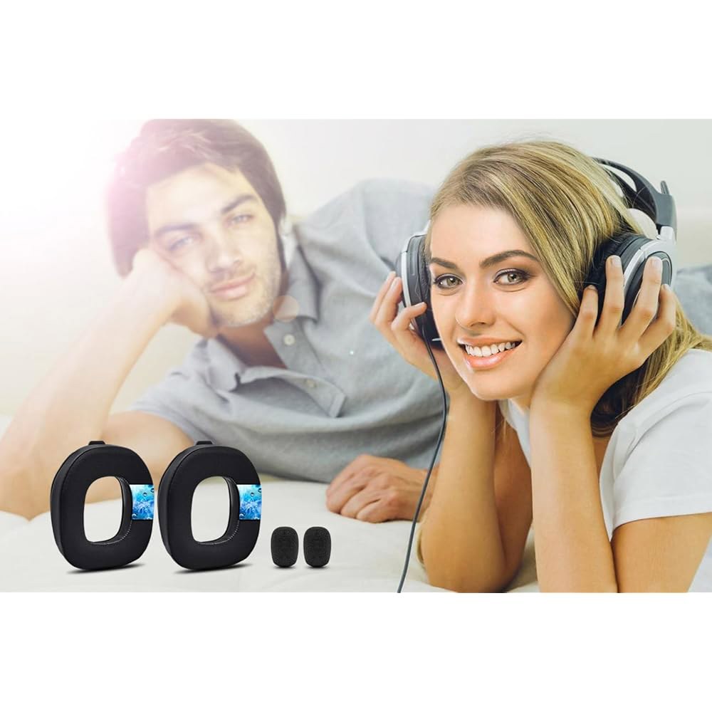 Astro A40 TR 전용 쿨링 젤 교체 이어패드, LTYIVABHTW 제작, 시원한 느낌의 원단, 향상된 내구성, 마이크 폼 | 블랙 - 상세 이미지 3