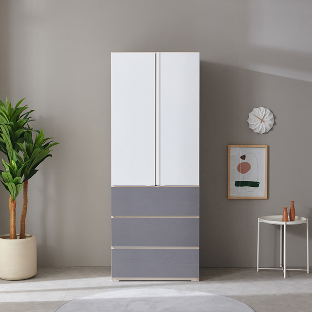 가구의서 B13 높은 옷장 800x620x2080mm, 3단서랍형, 화이트그레이 - 상품 이미지