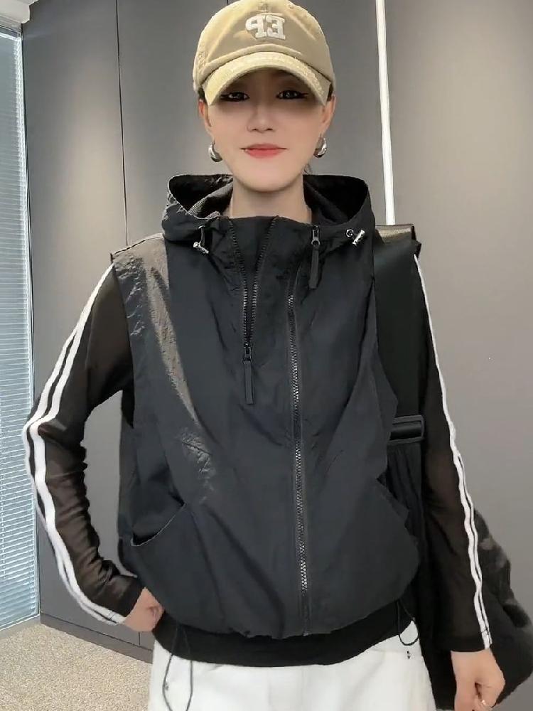 바람막이 외투 후드 빅사이즈 집업 뷔스티에 여성용 여자 코트 점퍼 패딩다운 겨울 몰도 보온 - 상세 이미지 3