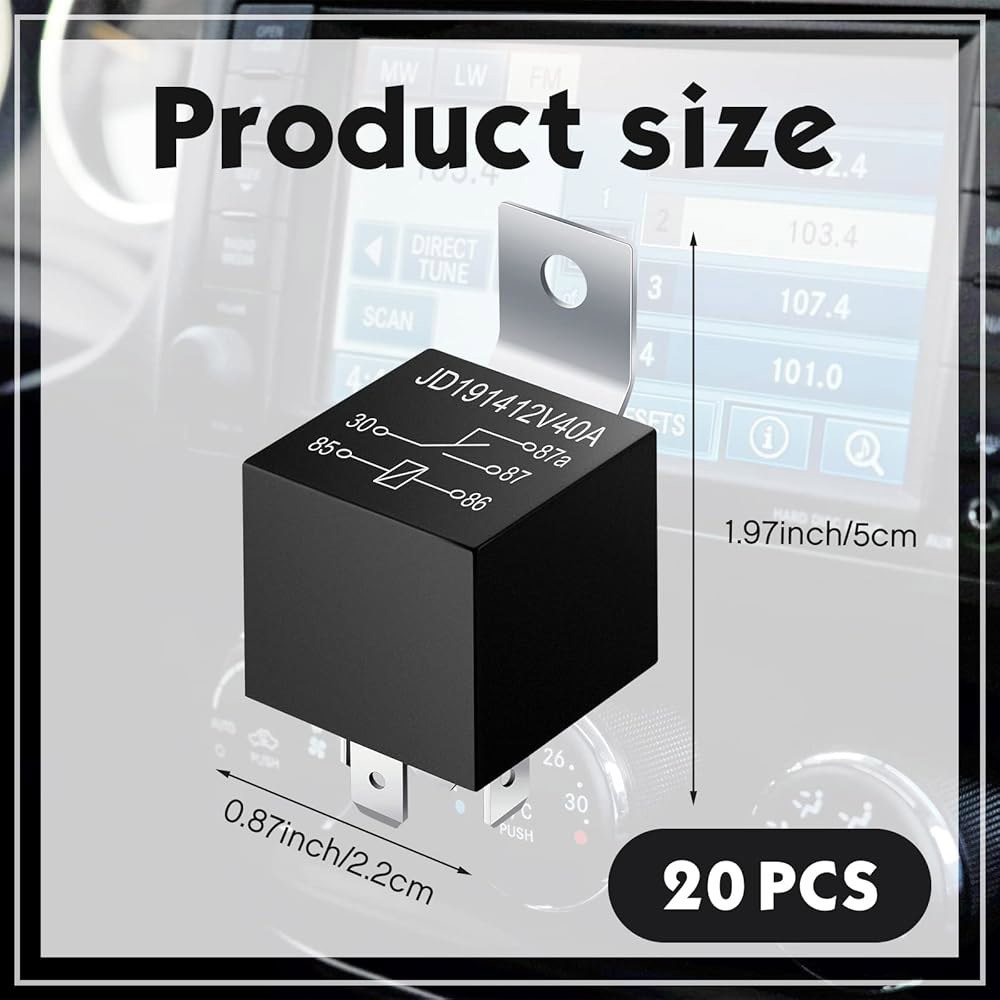 20팩 릴레이, 12V 30/40 AMP 5핀 자동차 릴레이 키트, 트럭 해상 보트 팬 전기 교체용 SPDT 자동 파워 스위치 - 상세 이미지 2